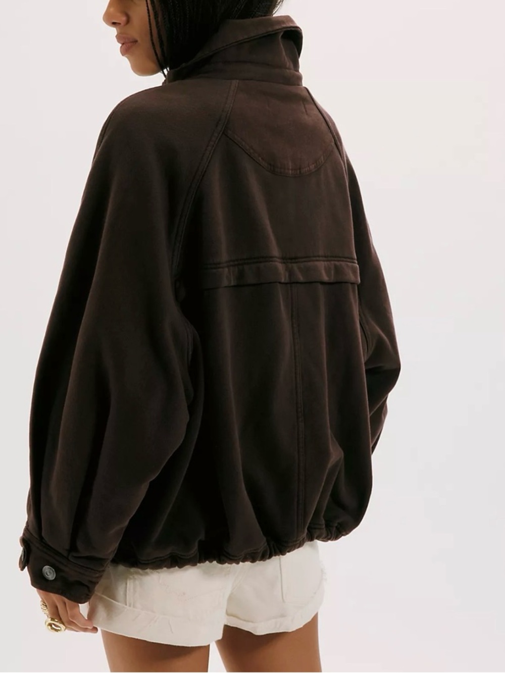 Free People NWOT Brown Bear Jojo Washed Oversized Funnel-Neck Jacket